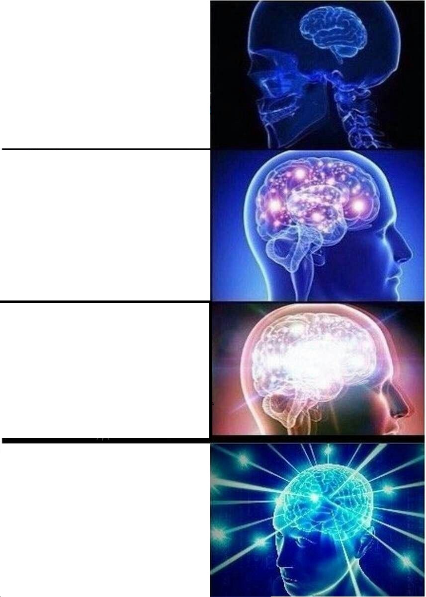 Expanding Brain meme about Skin at Peace