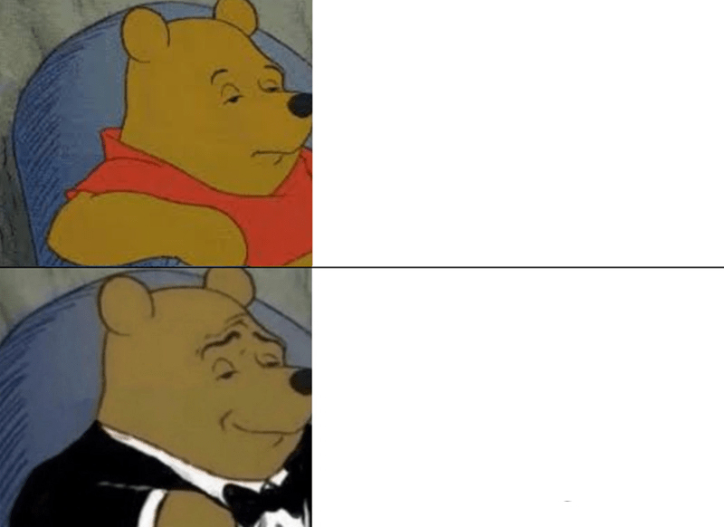 Tuxedo Winnie The Pooh meme about Skin at Peace