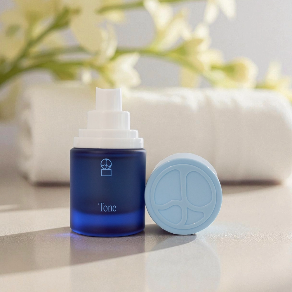 Tone bottle with its cap off